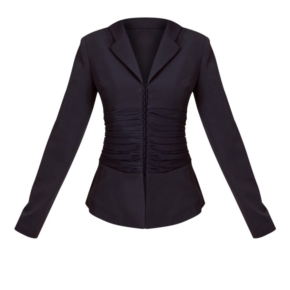 PrettyLittleThing Ruched Waist Panel Fitted Blazer